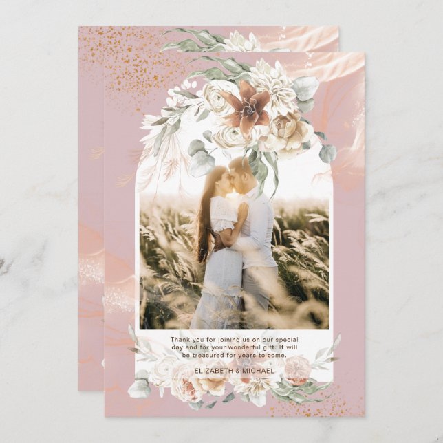 Dusty Rose Pampas Grass Floral FOTO DANKE (Vorne/Hinten)