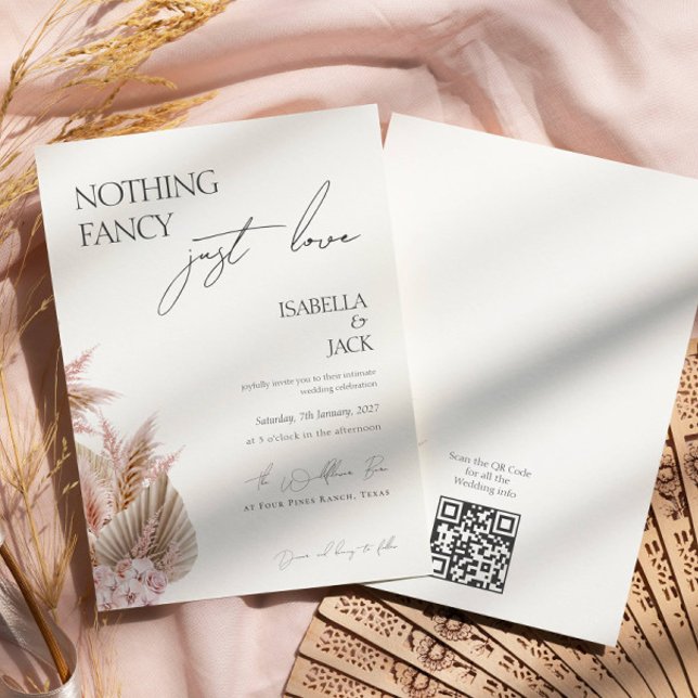 Dusty Rose Pampas Grass Intime Hochzeit Einladung (Von Creator hochgeladen)