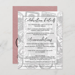 Dusty Rose Paris Passport Wedding Begleitkarte