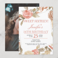 Dusty Rose Peach Cream Floral 16 . Geburtstag FOTO