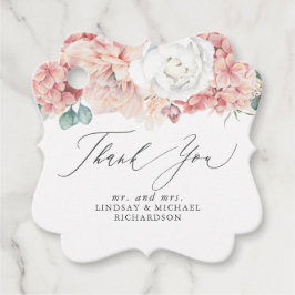 Dusty Rose Peach Floral Elegant Vielen Dank Geschenkanhänger