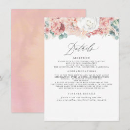 Dusty Rose Peach Floral Wedding Information Begleitkarte