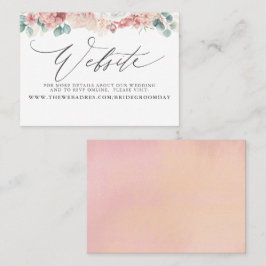 Dusty Rose Peach Floral Wedding Website Card Visitenkarte