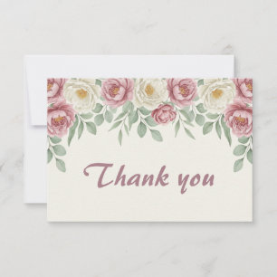 Dusty Rose Peony Brautparty Danke-Card Dankeskarte