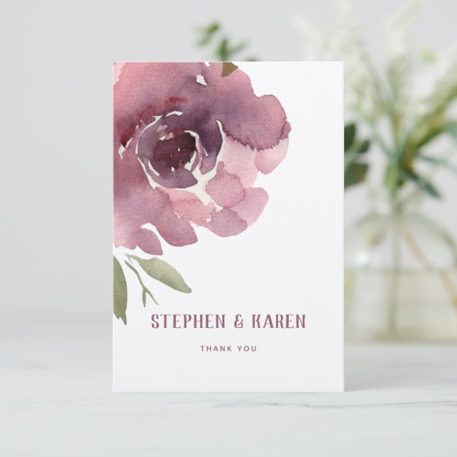Dusty Rose Peony Elegant Wedding Danke-Card Dankeskarte (Stehend Vorderseite)