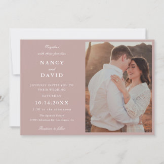 Dusty Rose Photo Wedding  Invitation Einladung