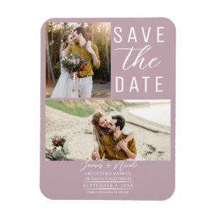 Dusty Rose Pink 2 Fotos Save the Date Hochzeit Magnet