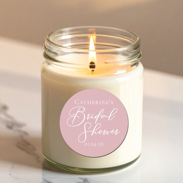 Dusty Rose Pink Brautparty Personalisiert Runder Aufkleber (Von Creator hochgeladen)