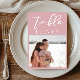 Dusty Rose Pink Couple Foto Wedding Tischnummer
