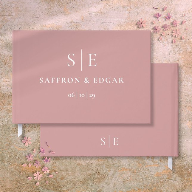 Dusty Rose Pink Einfache Mongram Hochzeit Gästebuch (Dusty Rose Pink Simple Monogram Wedding Guest Book)