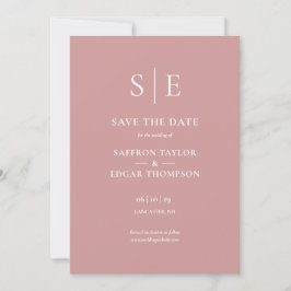 Dusty Rose Pink Elegant Monogram Foto Hochzeit Save The Date