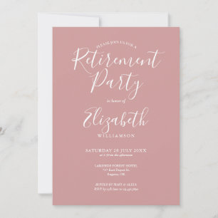 Dusty Rose Pink Elegantes Script Retirement Party Einladung