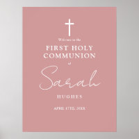 Dusty Rose Pink Erste Heilige Kommune Begrüßungsze