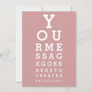 Dusty Rose Pink Eyesight Test Custom Message Einladung