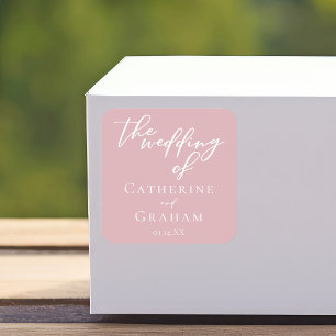 Dusty Rose Pink Feminine Typografy Wedding Quadratischer Aufkleber