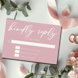 Dusty Rose Pink Feminine Typografy Wedding RSVP Karte