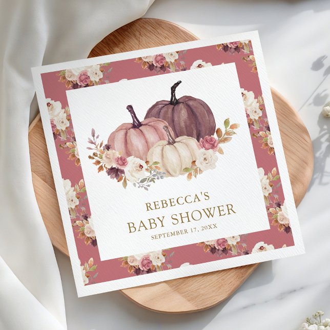 Dusty Rose Pink Floral Pumpkin Baby Dusche Serviette (Von Creator hochgeladen)
