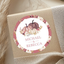 Dusty Rose Pink Floral Pumpkin Wedding Runder Aufkleber