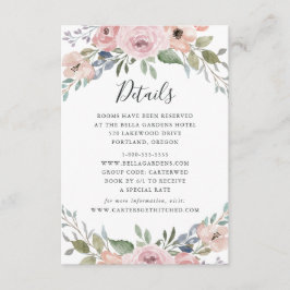 Dusty Rose Pink Floral Wedding Informationen Begleitkarte