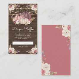 Dusty Rose Pink Floral Wood Pumpkin Windel Raffel Begleitkarte