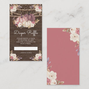 Dusty Rose Pink Florales Holz-Kürbis-Windel-Raffle Begleitkarte