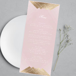 Dusty Rose Pink Geometric Gatsby Wedding Menükarte