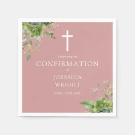 Dusty Rose Pink Greenery Blumenbestätigung Serviette