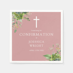 Dusty Rose Pink Greenery Blumenbestätigung Serviette