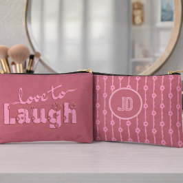 Dusty Rose Pink Large Text With Flowers Zubehörtasche