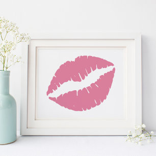 Dusty Rose Pink Lipstick Lippen Poster