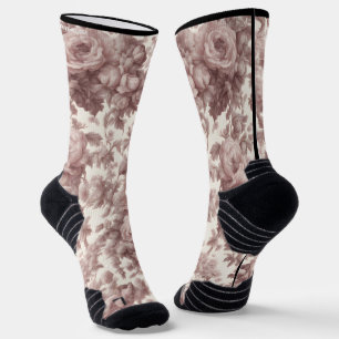 Dusty Rose Pink Marble Toile Crew Socken - Fit