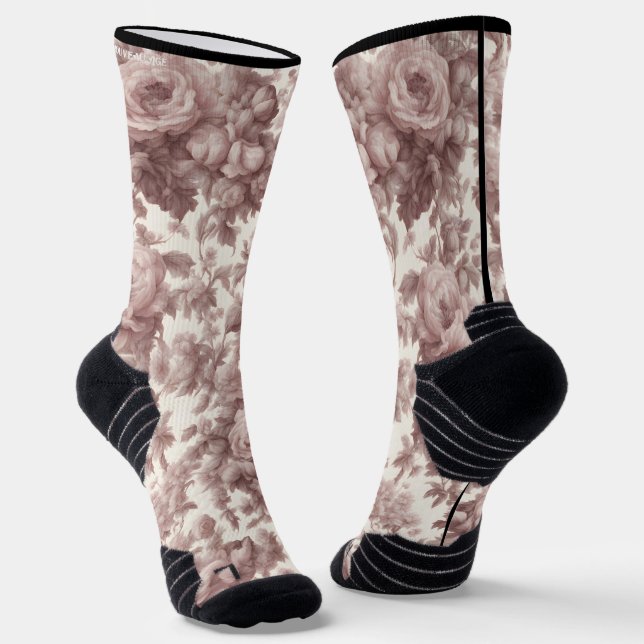 Dusty Rose Pink Marble Toile Crew Socken - Fit (Gewinkelt)