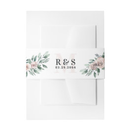 Dusty Rose Pink Mauve Boho Greenery Blumenhochzeit Einladungsbanderole