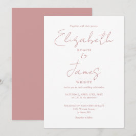 Dusty Rose Pink Minimalistische Elegante Script Ho Einladung