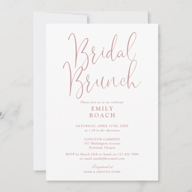 Dusty Rose Pink Modernes Script Bridal Bunch Dusch Einladung (Vorderseite)