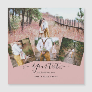 Dusty Rose Pink Newlyweds Wedding FOTO Gift Magnetkarte