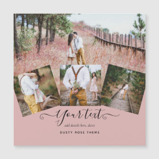 Dusty Rose Pink Newlyweds Wedding FOTO Gift Magnetkarte