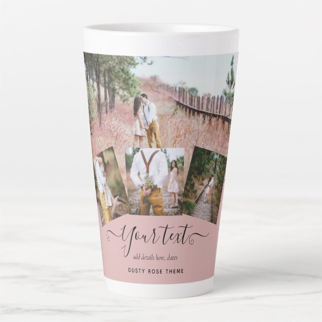 Dusty Rose Pink Newlyweds Wedding FOTO Gift Milchtasse (Vorderseite)