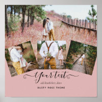 Dusty Rose Pink Newlyweds Wedding FOTO Gift