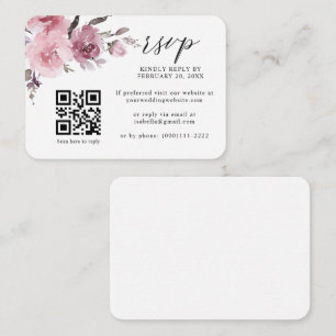 Dusty Rose Pink Pastel Floral QR Code Wedding RSVP Begleitkarte