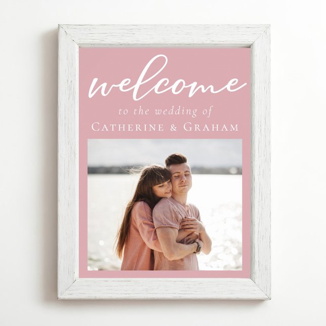 Dusty Rose Pink Romantisches Couple Foto Hochzeit Poster (Von Creator hochgeladen)