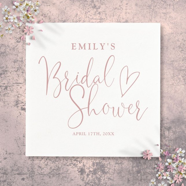 Dusty Rose Pink Script Kalligrafy Brautparty Serviette (Dusty Rose Pink Script Calligraphy Bridal Shower Napkins)