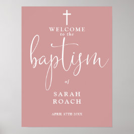 Dusty Rose Pink Taufe Begrüßungszeichen Poster