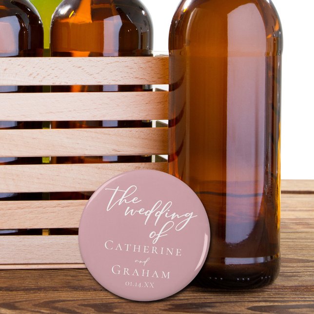 Dusty Rose Pink Typografy Feminine Wedding Flaschenöffner (Von Creator hochgeladen)