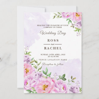 Dusty Rose Pink und Gold Blumengrün Hochzeit I Einladung