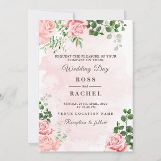 Dusty Rose Pink und Gold Blumengrün Hochzeit I Einladung