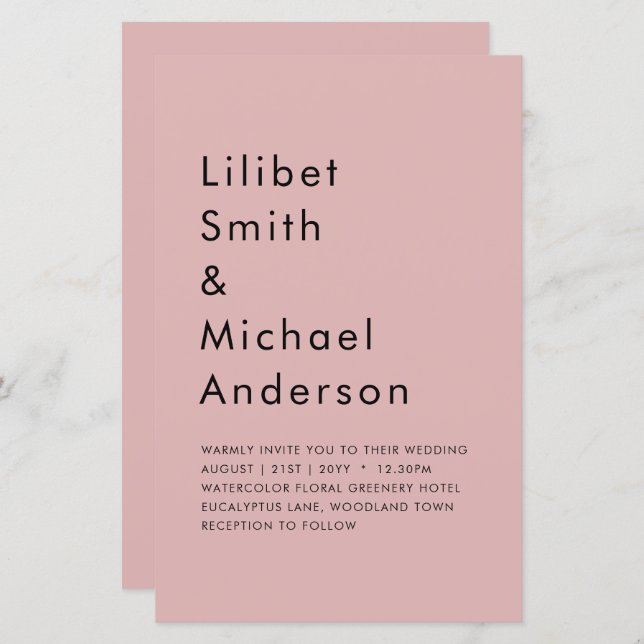 Dusty Rose Pink Wedding (Vorne/Hinten)