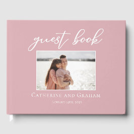 Dusty Rose Pink Wedding Couple Foto Gästebuch