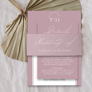 Dusty Rose Pink Wedding Elegante Kalligraphie Einladungsbanderole