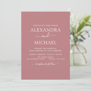 Dusty Rose Pink Wedding Moderne Typografie Einladung